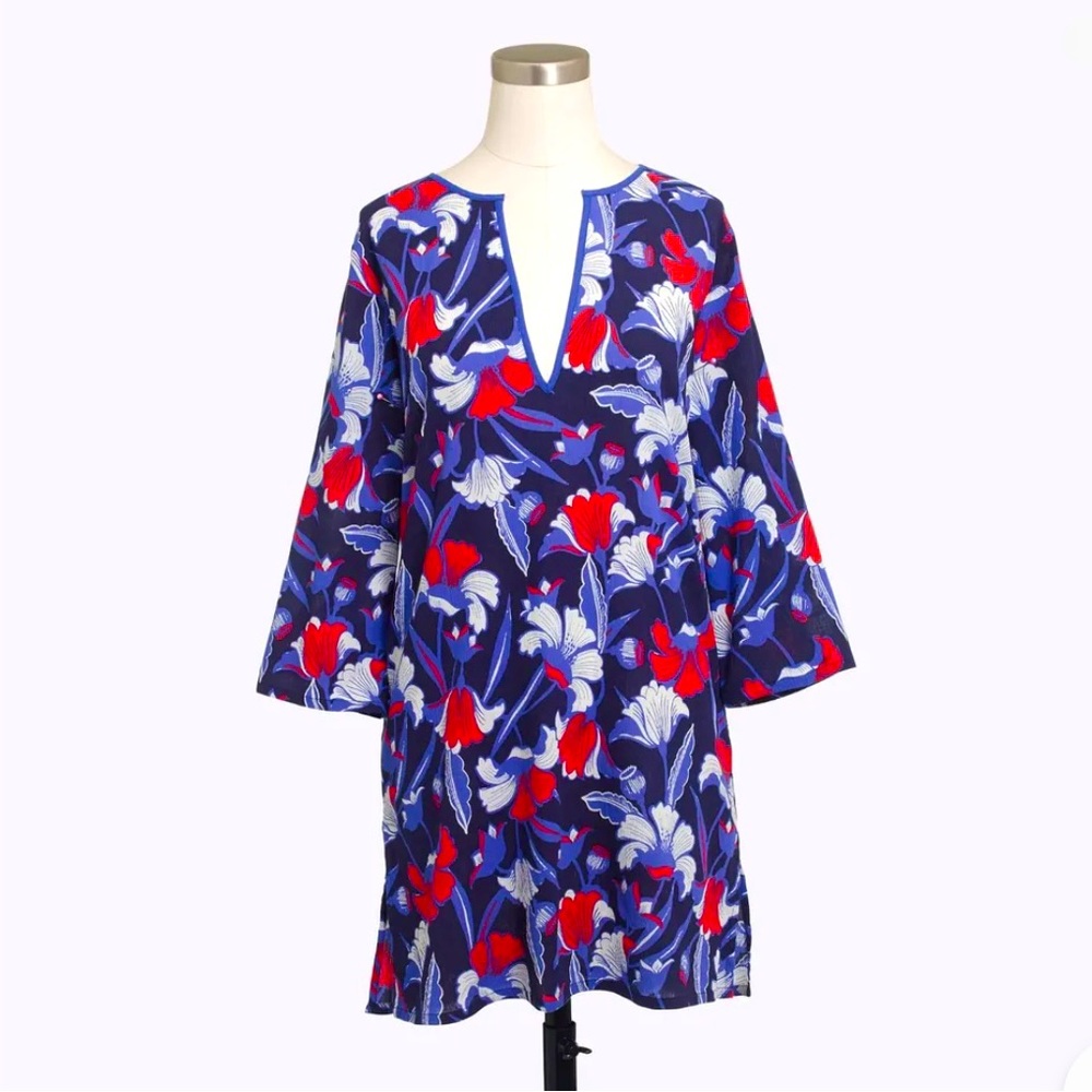 J Crew Womens Tissue Swim Cover Up Size XS Colorful Blue Red Floral Gauze